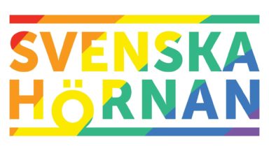 Svenska Hörnans logo i regnbågens färger